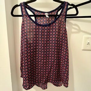 Orange and blue patterned flowy tank top- Xhilaration